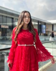 tasarım vintage tül elbise kırmızı 5